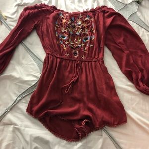 dark red romper/cover-up
